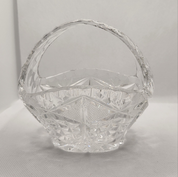 Vintage Crystal Cut Glass Basket - Picture 5 of 7